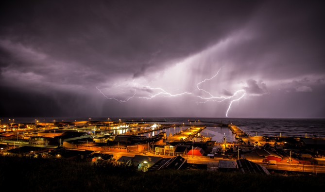 Lightning storm over Hanstholm harbour. Last night as we finished unloading the boat a thunderstorm started flashing to the west, so I drove up to my fathers place and hurried the camera gear ready and headed up above the harbour to see if I would get lucky and capture something spectacular, and I did!